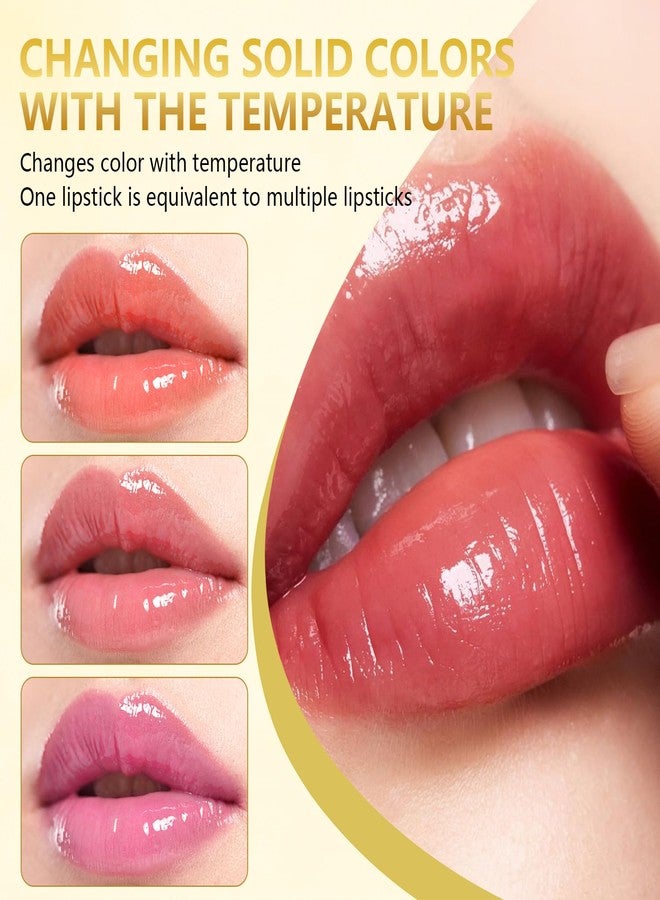 Iiglitch Transferproof Color Changing Lipstick, Gold Foil Moisturizing Glossy Shine Lip Gloss, Gold Crystal Color Changing Lipstick, Warm Change Color Change Lip Stick for Women Deep Nourishment (2Pcs) - Image 2